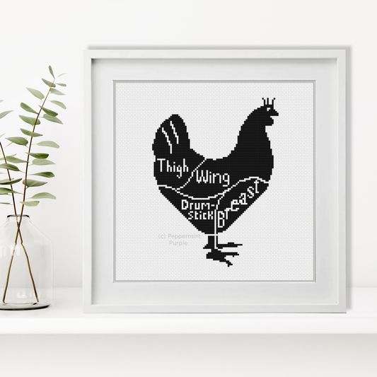 Meat Cuts - Chicken Cross Stitch Pattern by Peppermint Purple