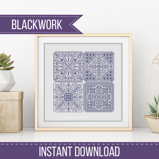 Dutch Tiles Mini Set 13 Blackwork Pattern by Peppermint Purple