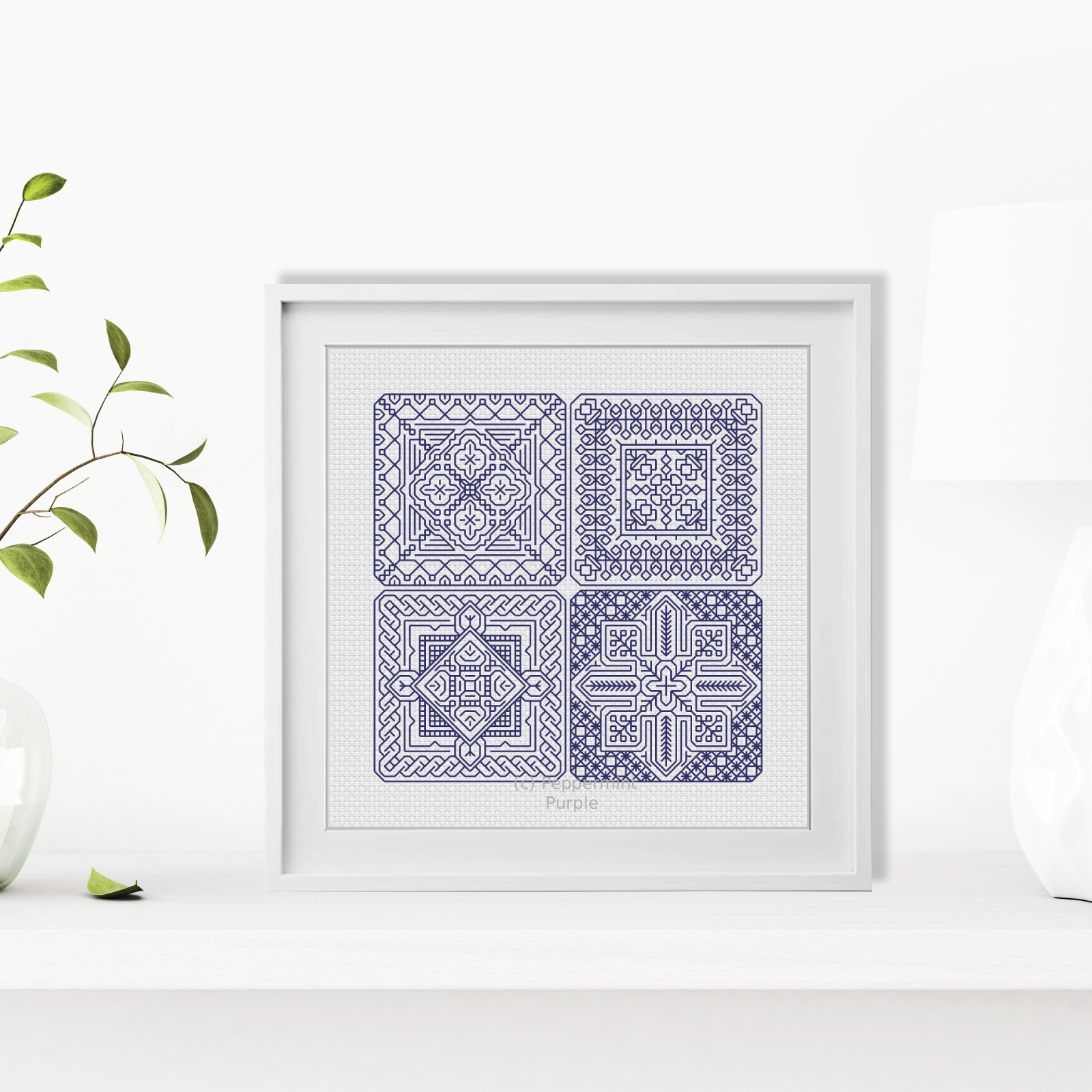 Dutch Tiles Mini Set 20 Blackwork Pattern by Peppermint Purple