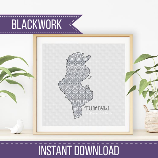 Tunisia Blackwork Pattern by Peppermint Purple