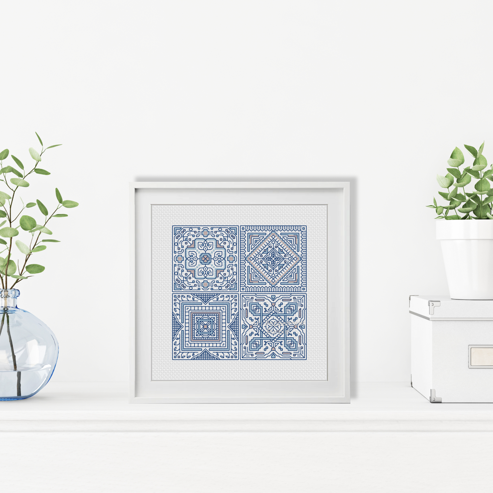Turkish Tiles Mini Set 1 Blackwork Pattern by Peppermint Purple