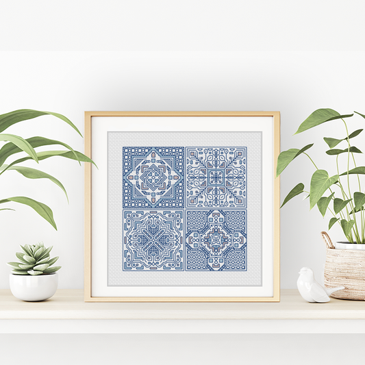Turkish Tiles Mini Set 2 Blackwork Pattern by Peppermint Purple