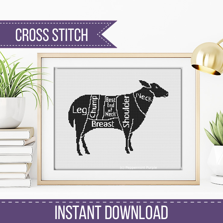 Meat Cuts - Sheep Cross Stitch Pattern by Peppermint Purple