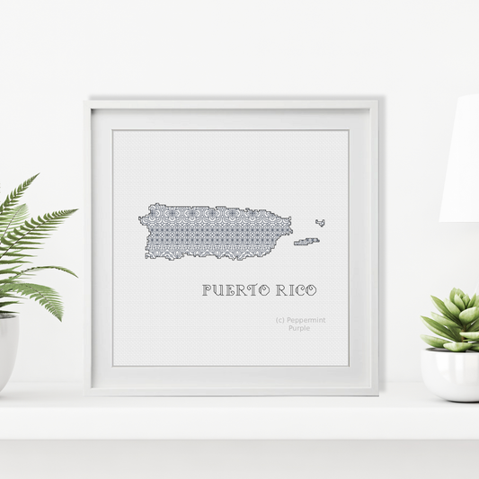 Puerto Rico Blackwork Blackwork Pattern by Peppermint Purple
