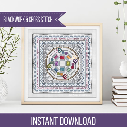 Hints Of Stitching Blackwork Pattern by Peppermint Purple