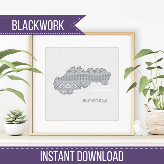 Slovakia Blackwork Pattern by Peppermint Purple