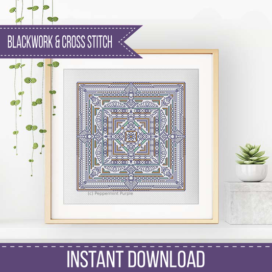 Hints of Art Deco Blackwork Pattern by Peppermint Purple