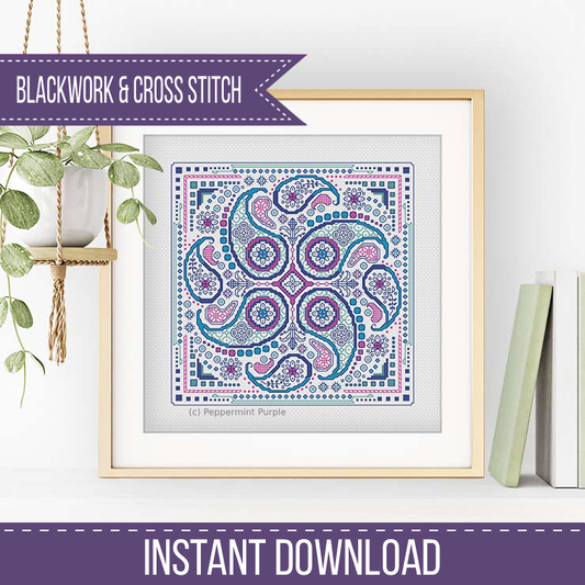 Hints of Paisley Blackwork Pattern by Peppermint Purple