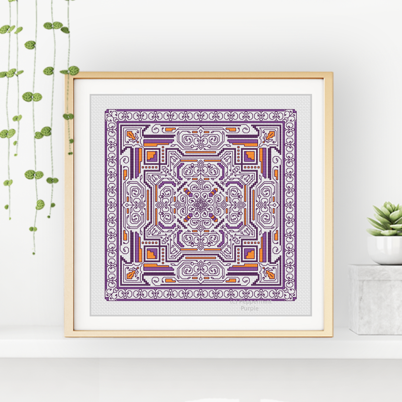Hints of Brocade Blackwork Pattern by Peppermint Purple