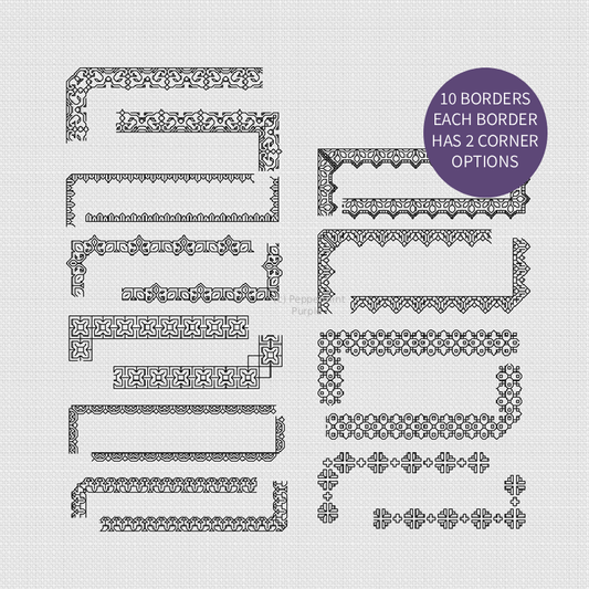 Borders & Corners - Set 3 Blackwork Font by Peppermint Purple