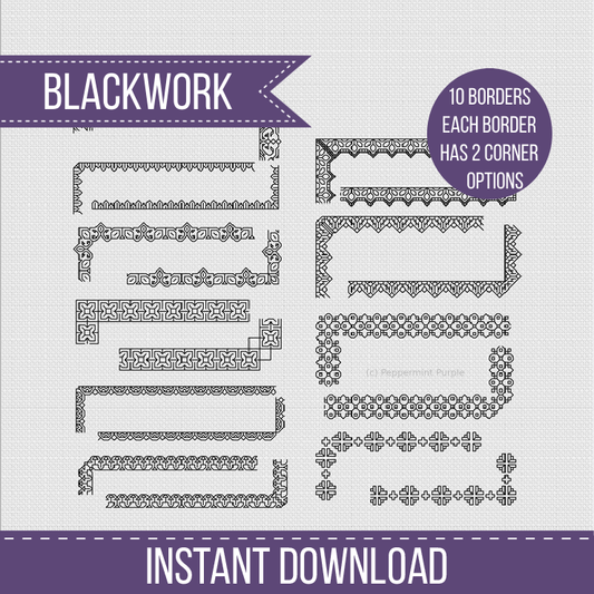 Borders & Corners - Set 3 Blackwork Font by Peppermint Purple