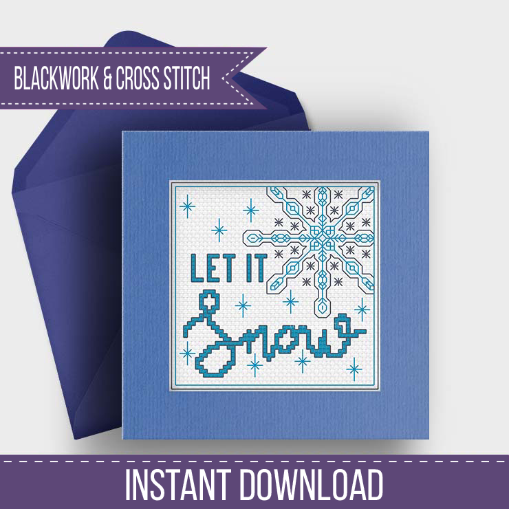 Snowflake Card Blackwork Pattern by Peppermint Purple