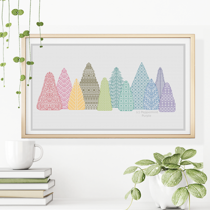 Christmas Trees Blackwork Pattern by Peppermint Purple