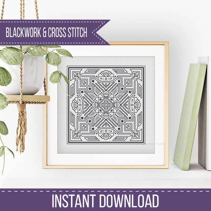 Mini Hints of Art Deco Blackwork Pattern by Peppermint Purple