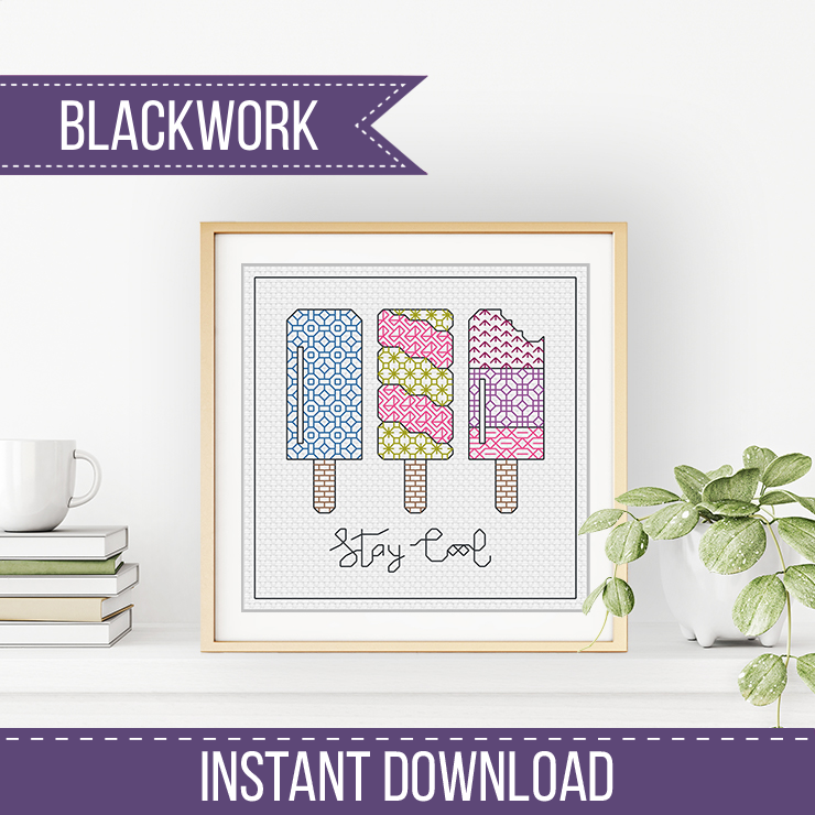 Stay Cool Blackwork Pattern by Peppermint Purple