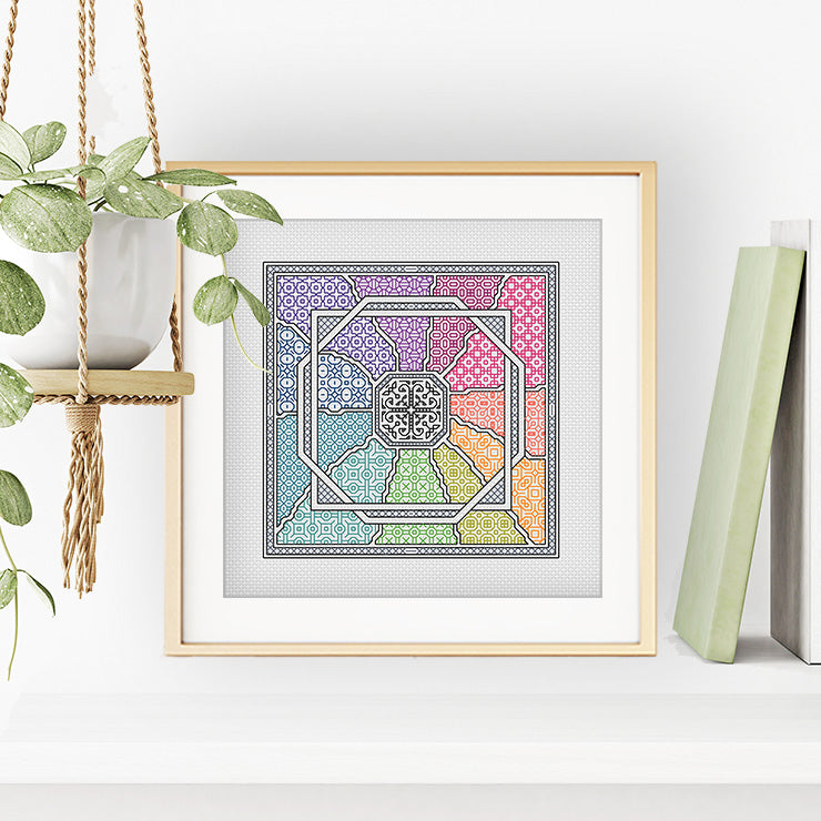 Rainbow Rays Blackwork Pattern by Peppermint Purple