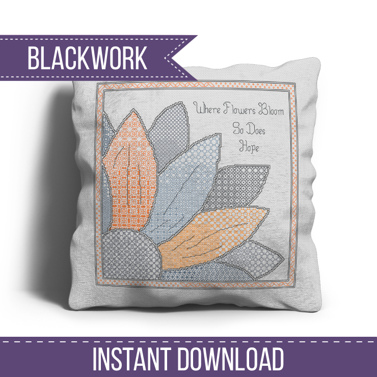 Hope Blooms Blackwork Pattern by Peppermint Purple