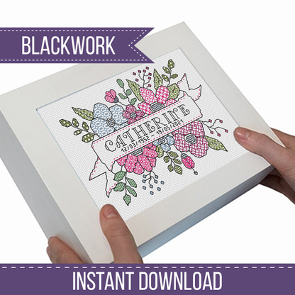 Floral Name Blackwork Pattern by Peppermint Purple