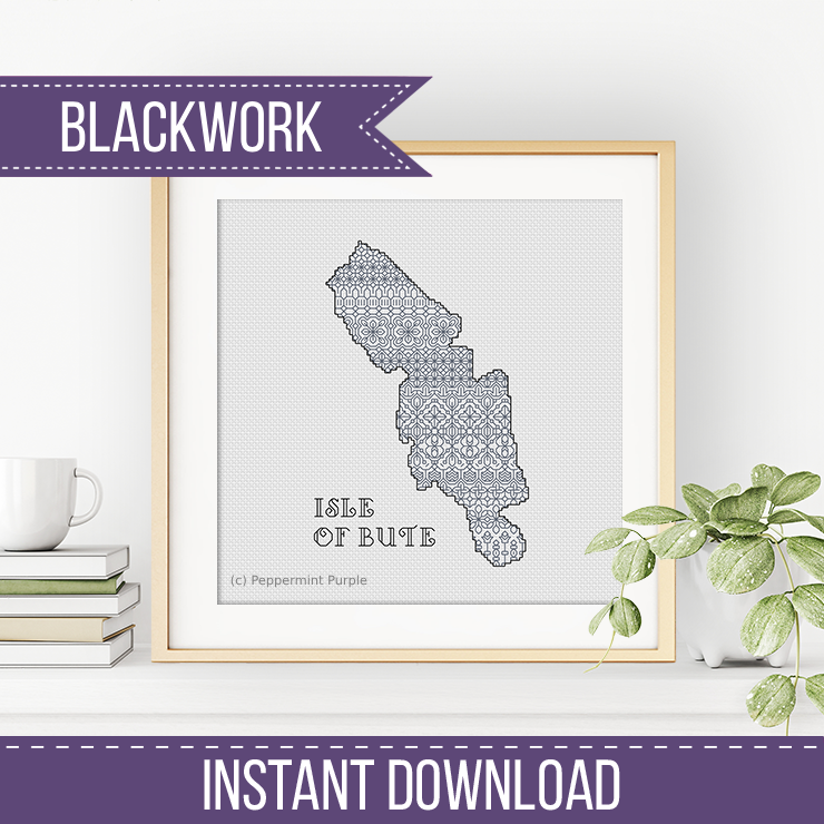 Isle Of Bute Blackwork Pattern by Peppermint Purple