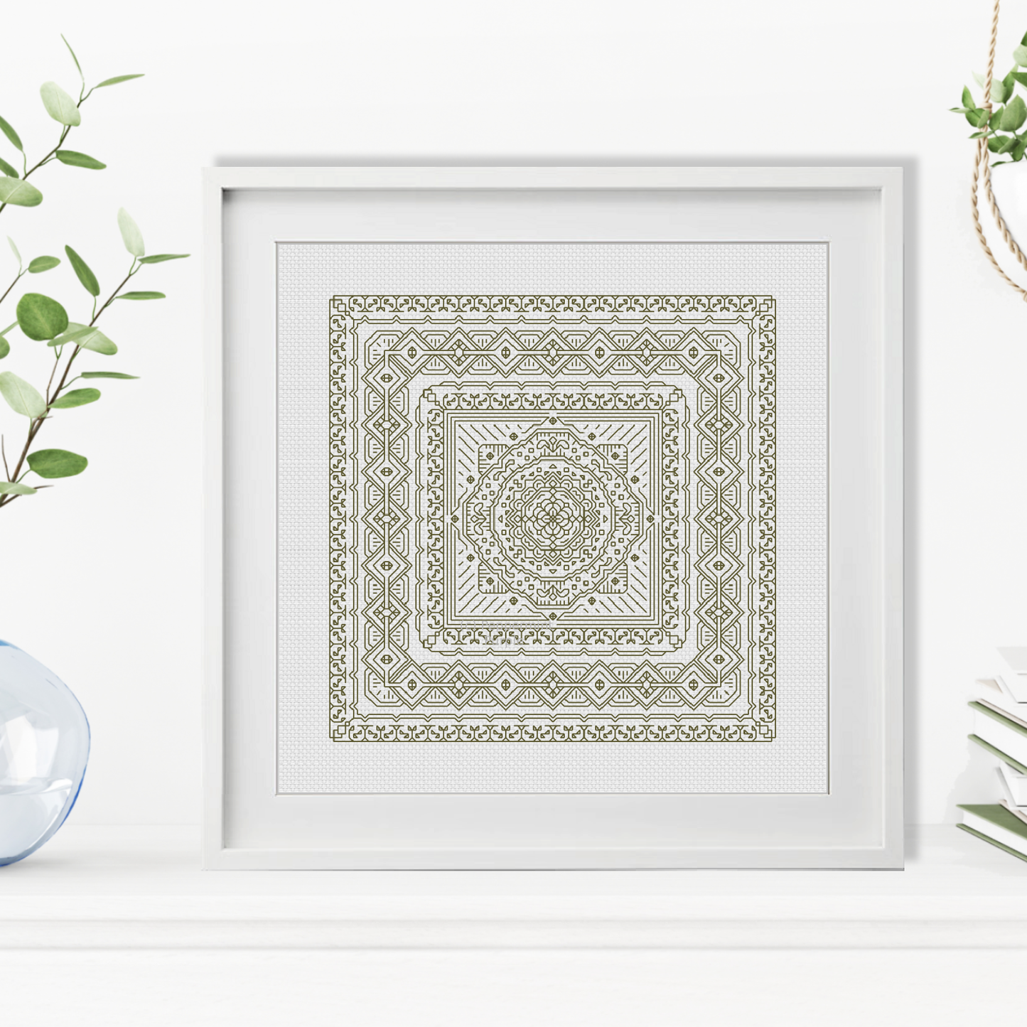 Study In Khaki Green Blackwork Study In Colour by Peppermint Purple