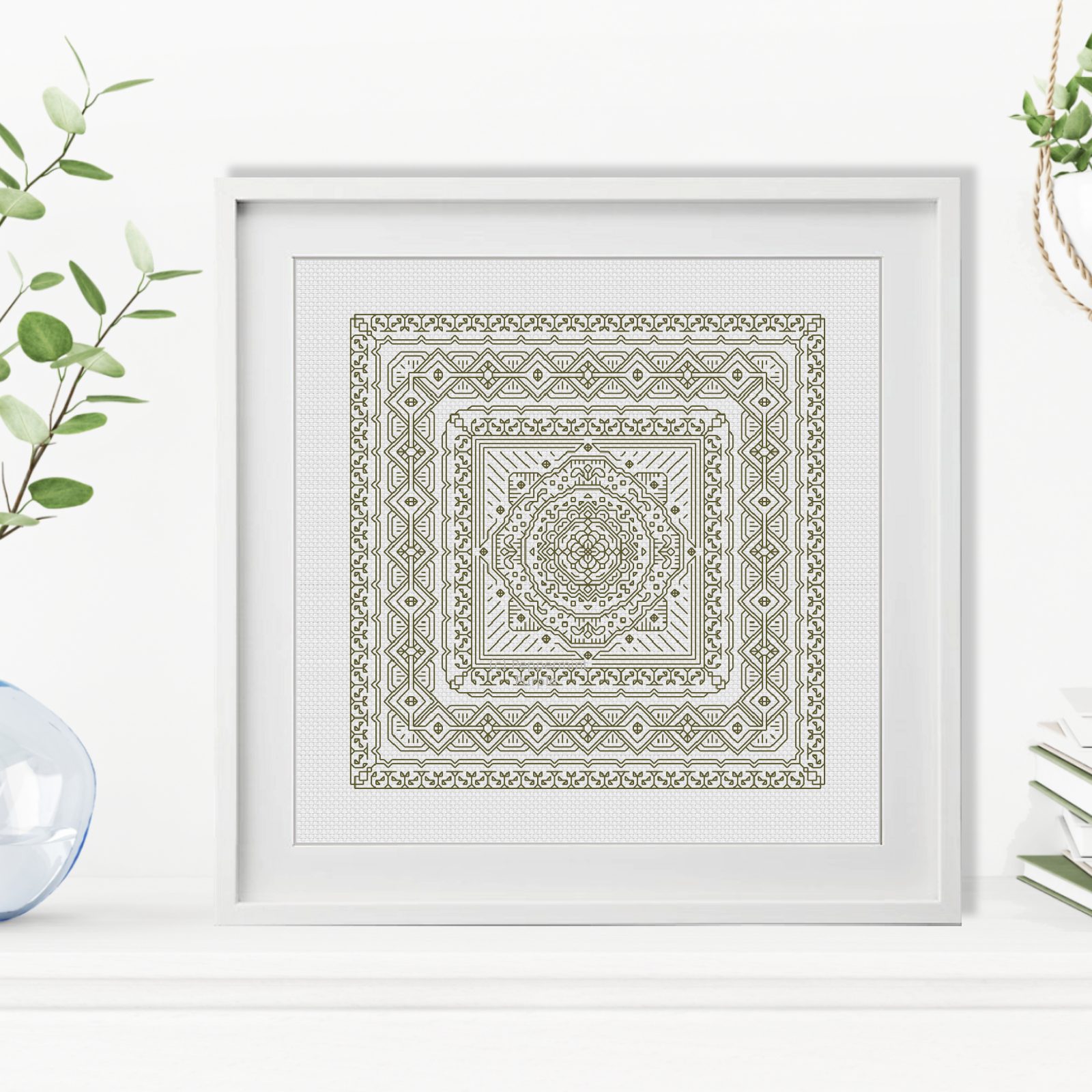 Study In Khaki Green Blackwork Study In Colour by Peppermint Purple