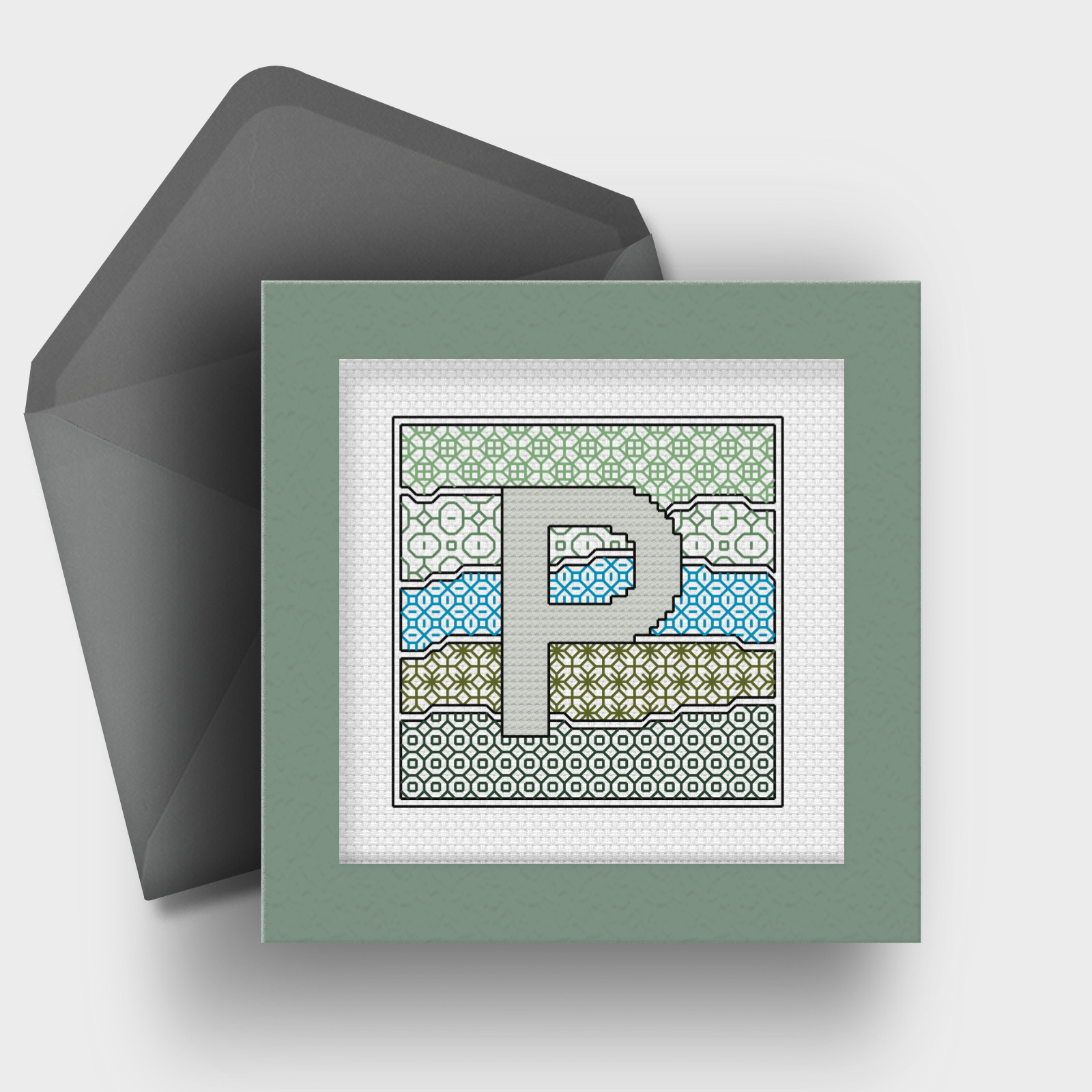 Wave Initials Blackwork Pattern by Peppermint Purple