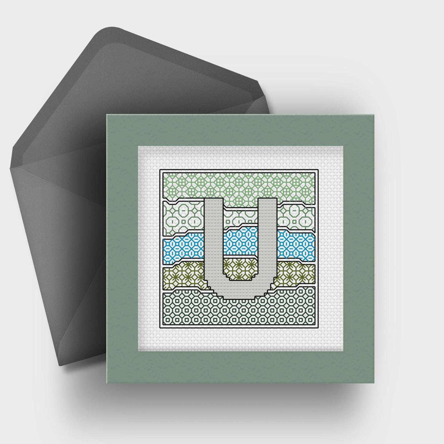 Wave Initials Blackwork Pattern by Peppermint Purple