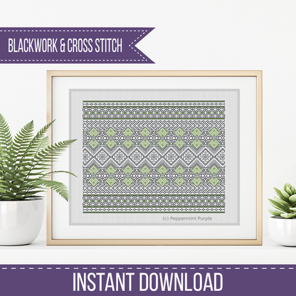 Bag / Table Runner Abstract Design Blackwork Pattern by Peppermint Purple