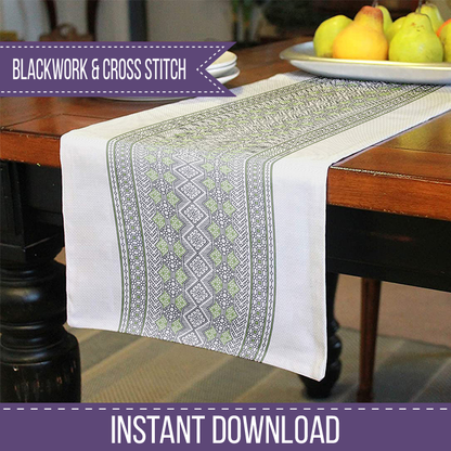 Bag / Table Runner Abstract Design Blackwork Pattern by Peppermint Purple