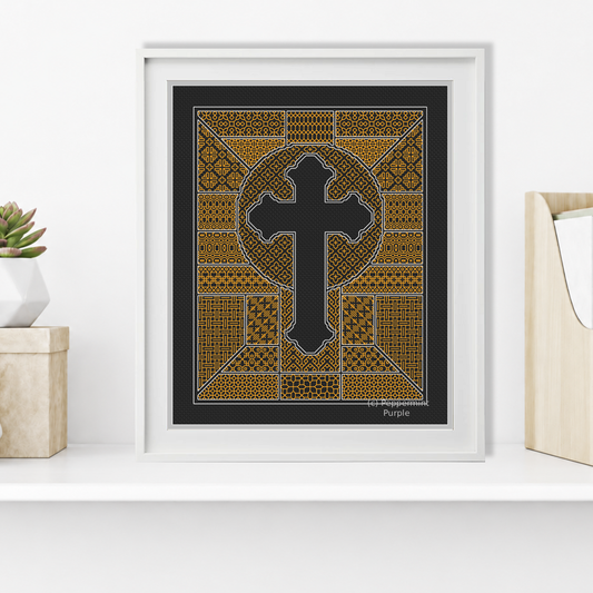 Blackwork Cross Blackwork Pattern by Peppermint Purple