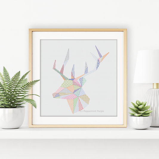 Blackwork Deer Pattern Blackwork Pattern by Peppermint Purple
