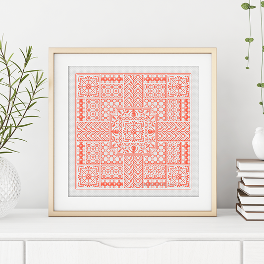 Relax in Burnt Orange Blackwork Blackwork Pattern by Peppermint Purple