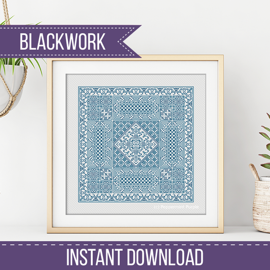 Relax in Dark Peacock Blackwork Blackwork Pattern by Peppermint Purple