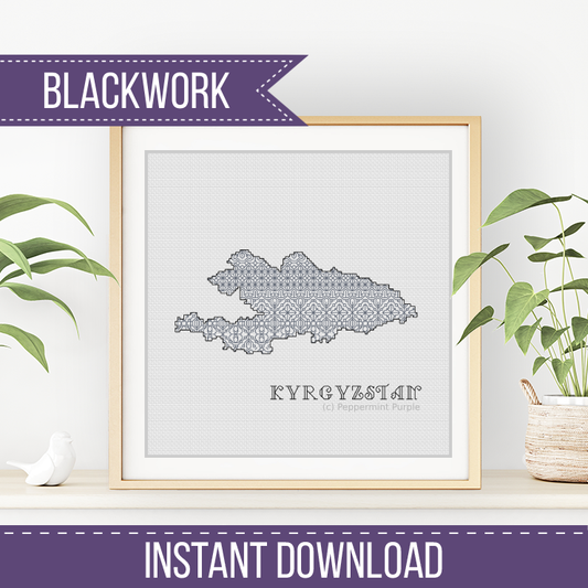 Kyrgyzstan Blackwork Blackwork Pattern by Peppermint Purple