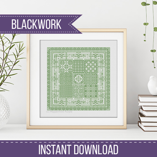 Relax in Parrot Green Blackwork Blackwork Pattern by Peppermint Purple