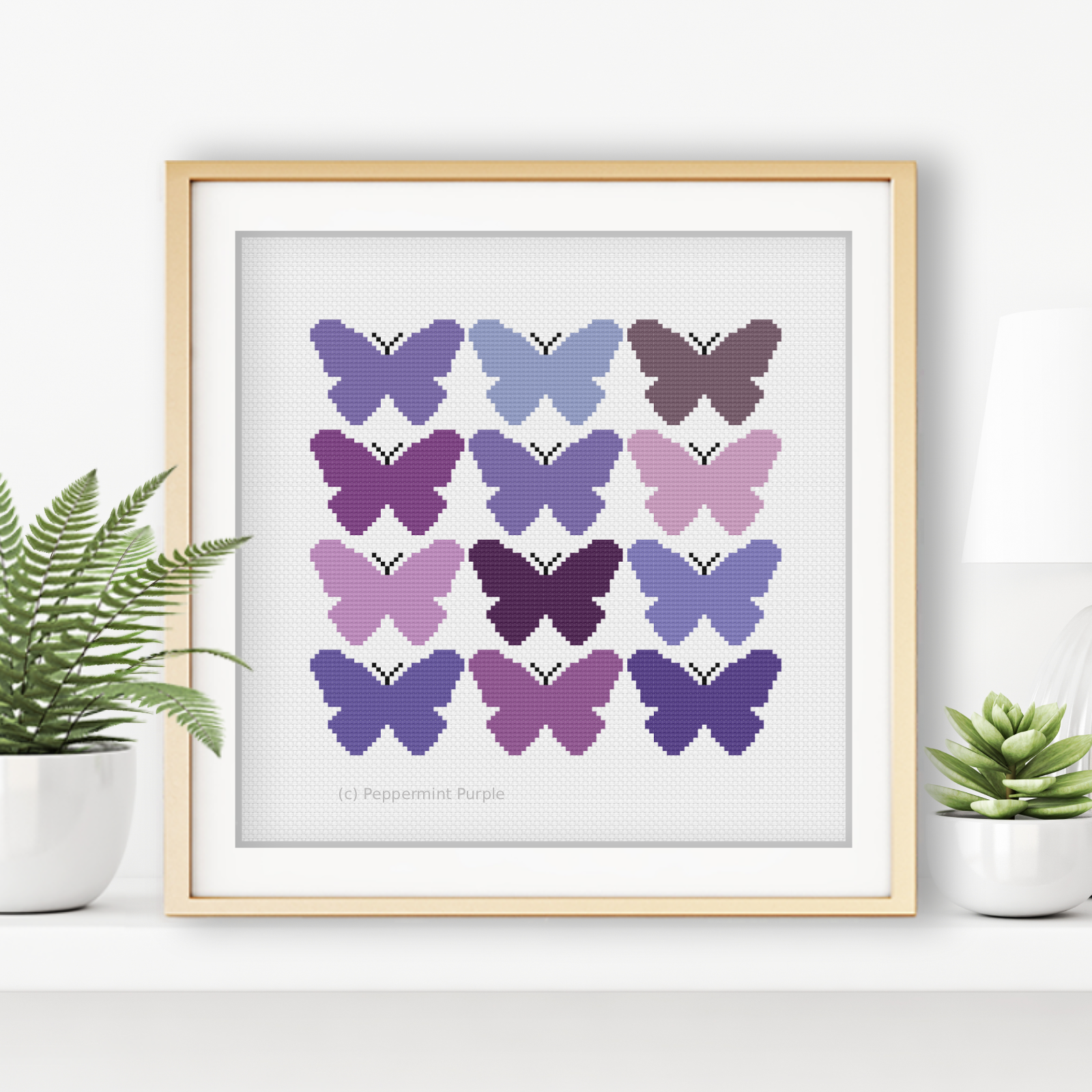 Purple Butterflies Cross Stitch Pattern by Peppermint Purple