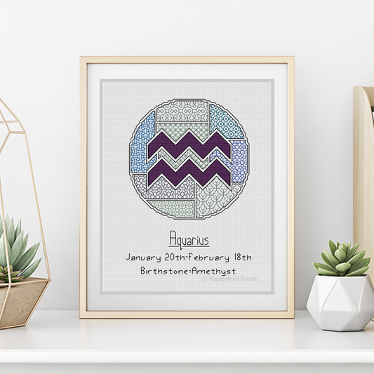 Aquarius Blackwork Blackwork Pattern by Peppermint Purple