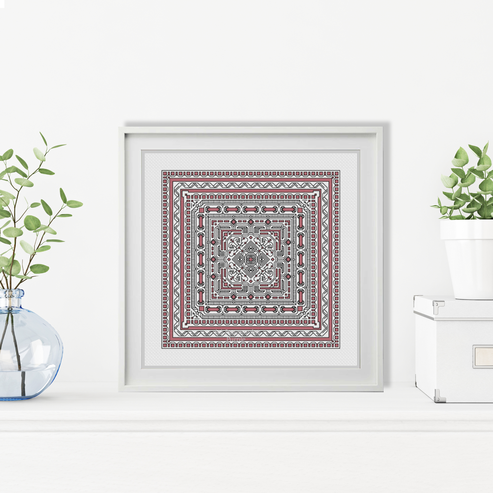 Hints of Ribbon Blackwork Pattern by Peppermint Purple