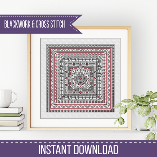 Hints of Ribbon Blackwork Pattern by Peppermint Purple