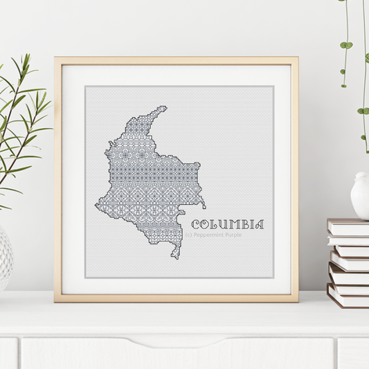 Colombia Blackwork Pattern Blackwork Pattern by Peppermint Purple