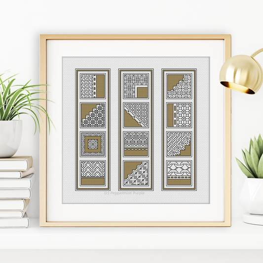 Mustard Bookmarks Blackwork Pattern by Peppermint Purple