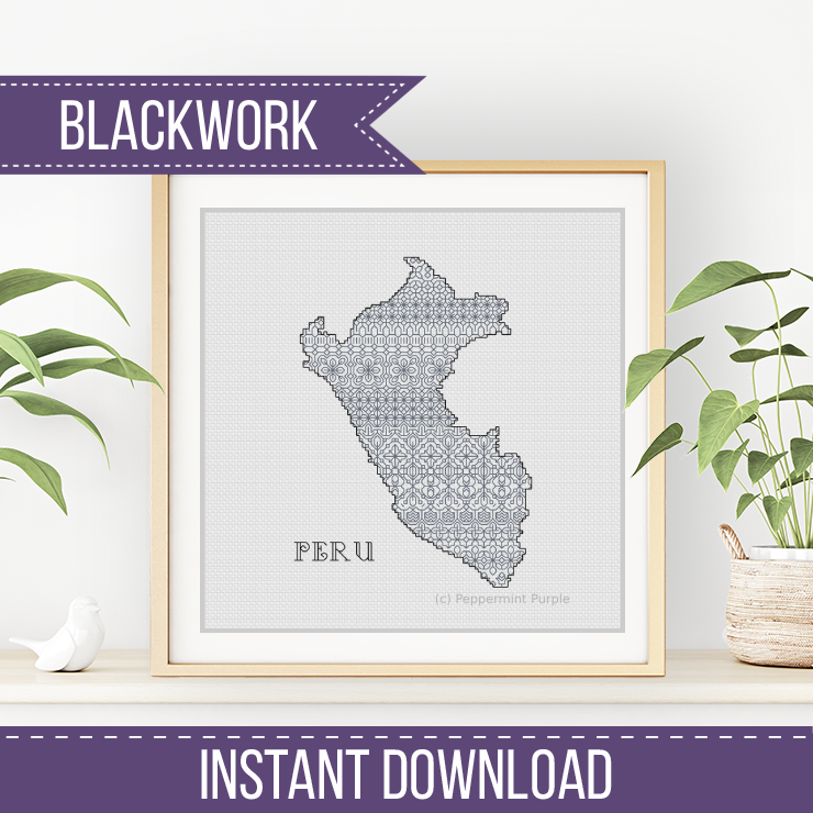 Peru Blackwork Pattern Blackwork Pattern by Peppermint Purple