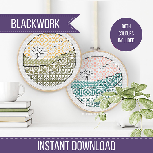 In The Distance Blackwork Pattern by Peppermint Purple