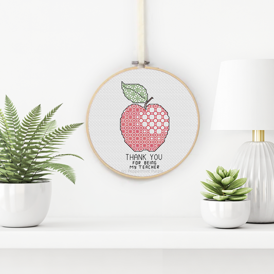 Teacher Thanks Blackwork Pattern by Peppermint Purple