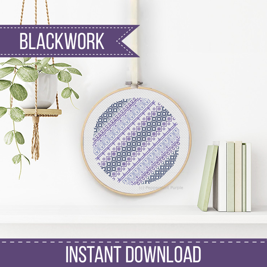 Diagonal Blues Blackwork Pattern by Peppermint Purple