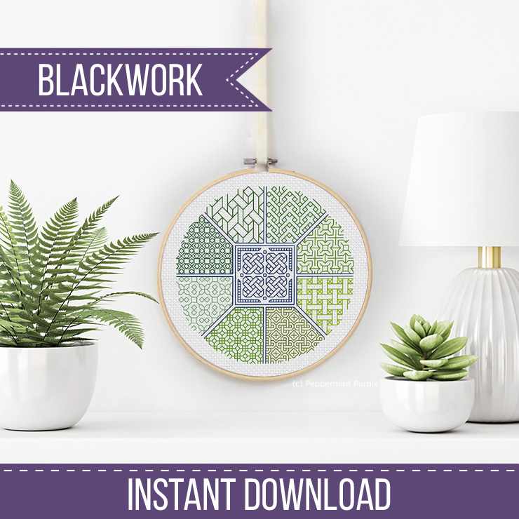 Central Point Blackwork Pattern by Peppermint Purple