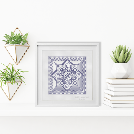 Mini Study In Cornflower Blackwork Pattern by Peppermint Purple