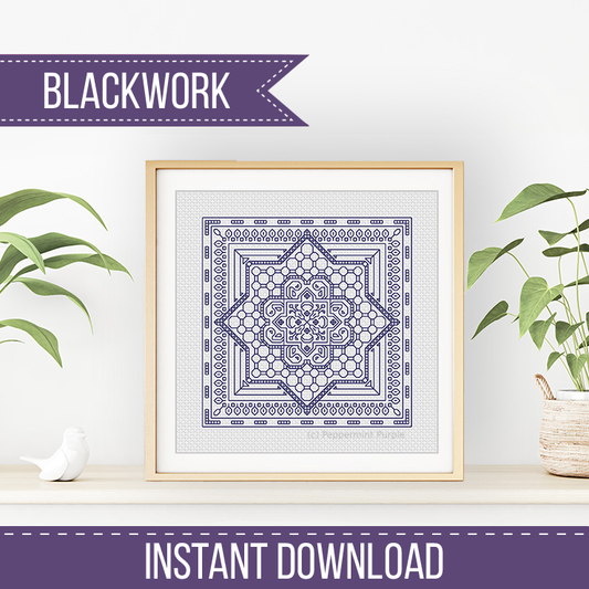 Mini Study In Cornflower Blackwork Pattern by Peppermint Purple