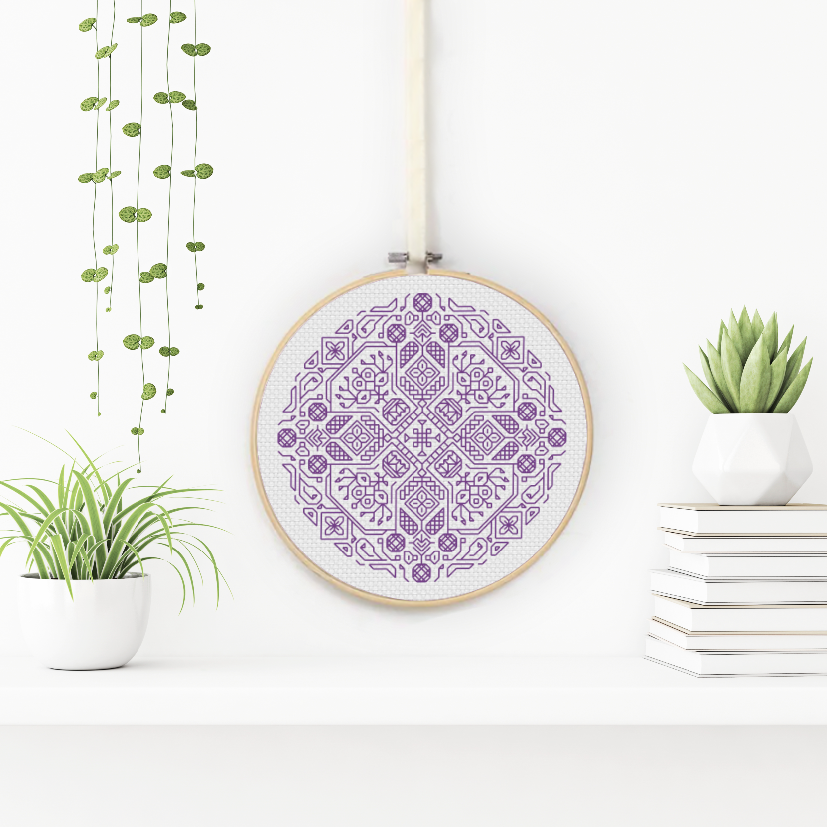 Mandala in Lavender Blackwork Pattern by Peppermint Purple
