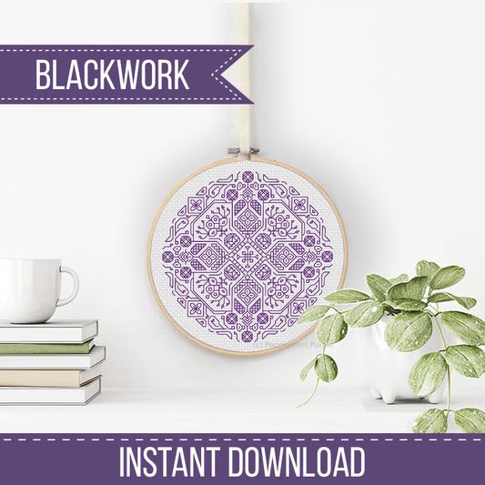 Mandala in Lavender Blackwork Pattern by Peppermint Purple